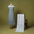 Grey - 3pc hand embroidery cotton lucknow chikankari dress
