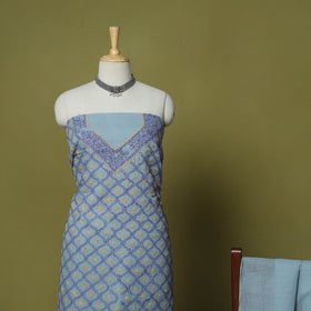 Grey - 3pc hand embroidery cotton lucknow chikankari dress