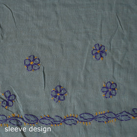 Grey - 3pc hand embroidery cotton lucknow chikankari dress