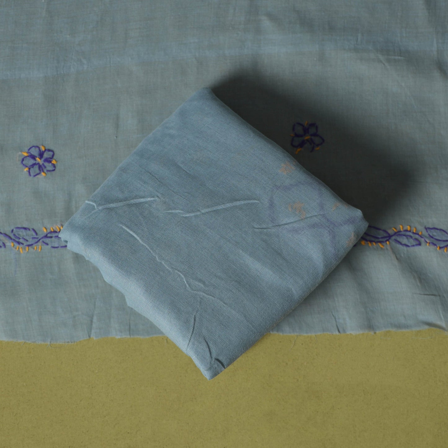 Grey - 3pc hand embroidery cotton lucknow chikankari dress