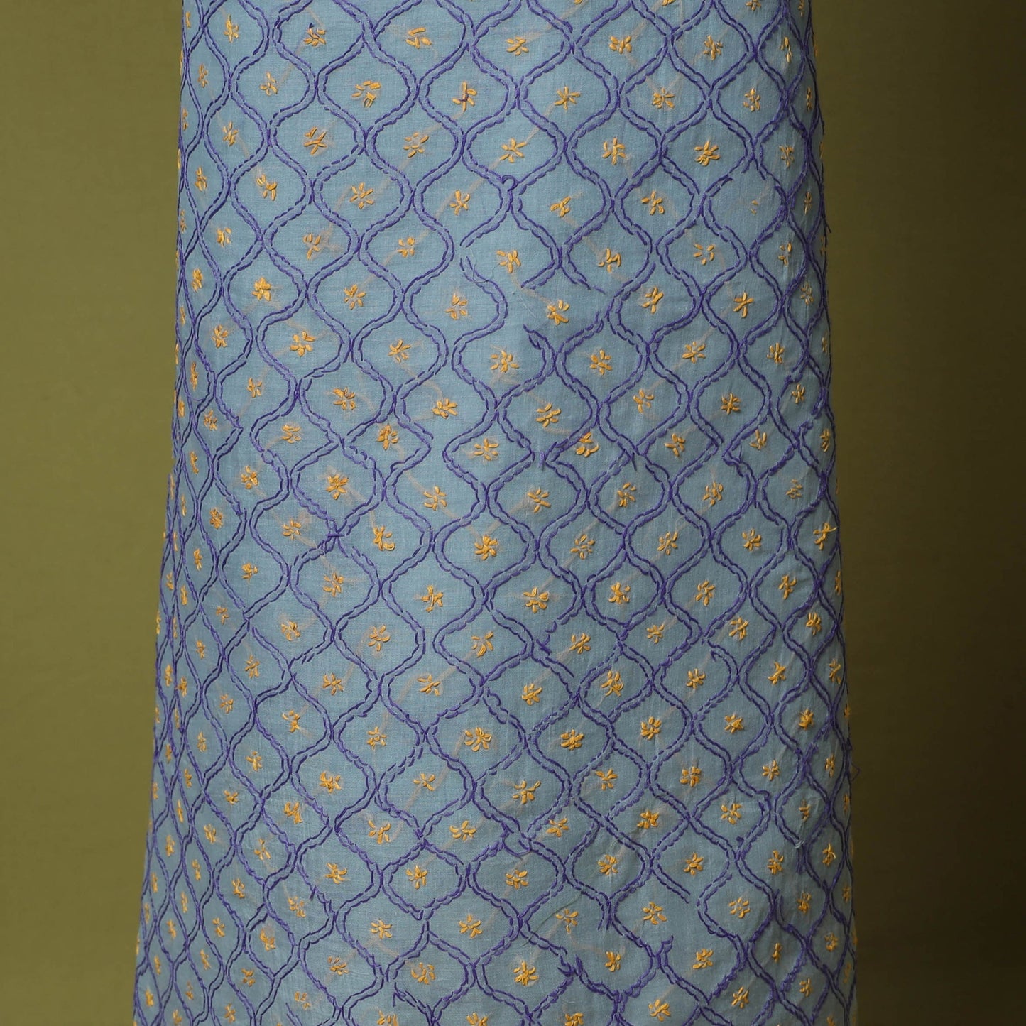 Grey - 3pc hand embroidery cotton lucknow chikankari dress