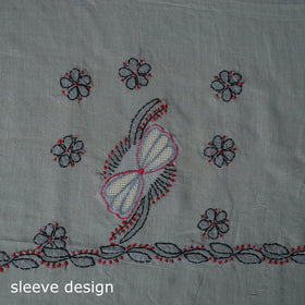 Grey - 3pc hand embroidery cotton lucknow chikankari dress