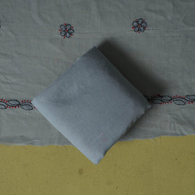 Grey - 3pc hand embroidery cotton lucknow chikankari dress