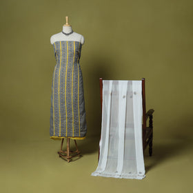 Grey - 3pc hand embroidery cotton lucknow chikankari dress