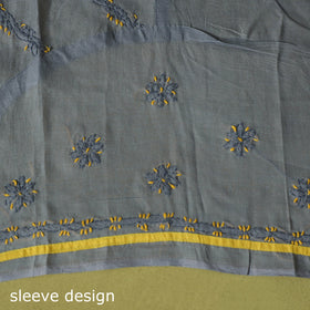 Grey - 3pc hand embroidery cotton lucknow chikankari dress