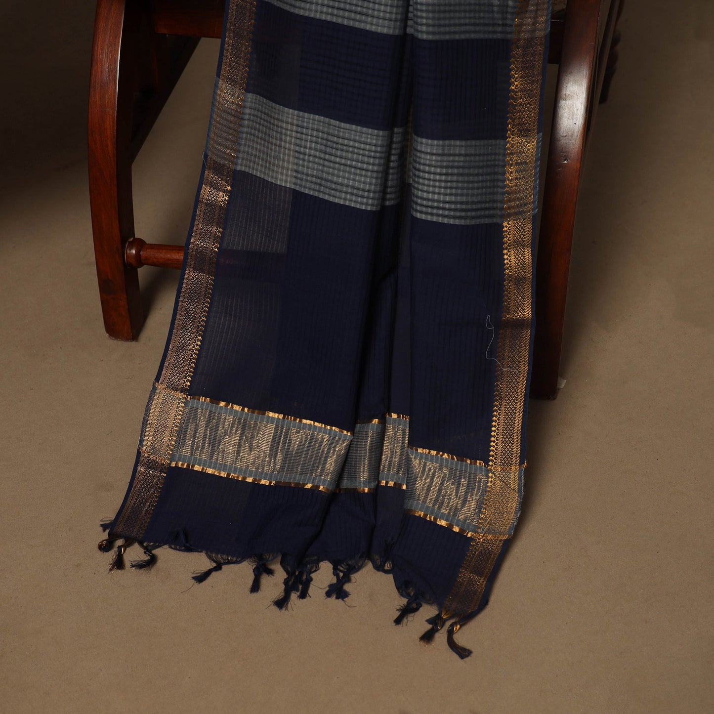 Grey - 3pc handloom cotton unstitched mangalagiri dress