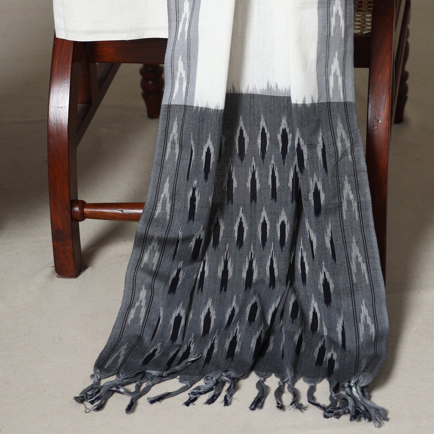 Grey - 3pc handloom cotton unstitched pochampally ikat