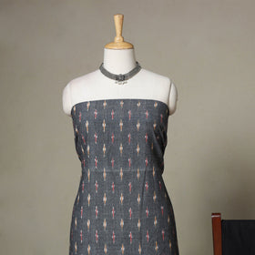 Grey - 3pc handloom cotton unstitched pochampally ikat