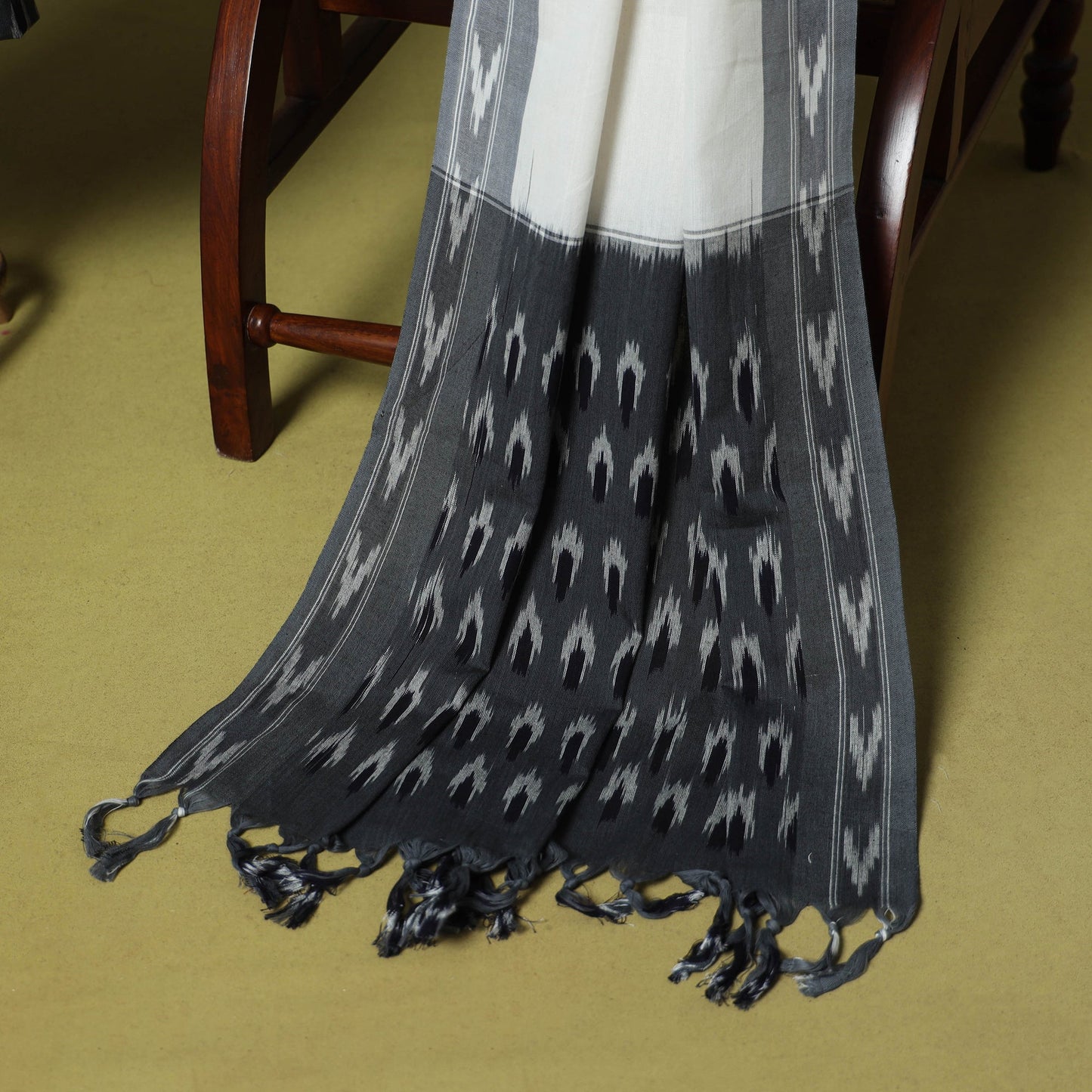 Grey - 3pc handloom cotton unstitched pochampally ikat