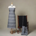 Grey - 3pc handloom cotton unstitched pochampally ikat
