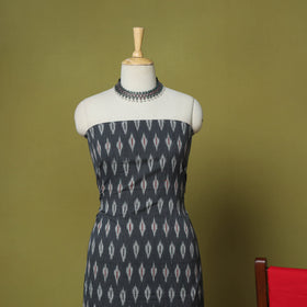 Grey - 3pc handloom cotton unstitched pochampally ikat