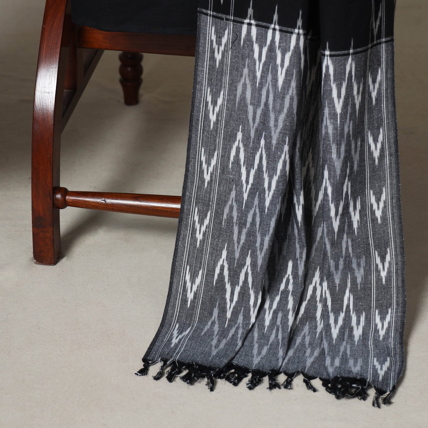 Grey - 3pc handloom cotton unstitched pochampally ikat