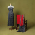 Grey - 3pc handloom cotton unstitched pochampally ikat