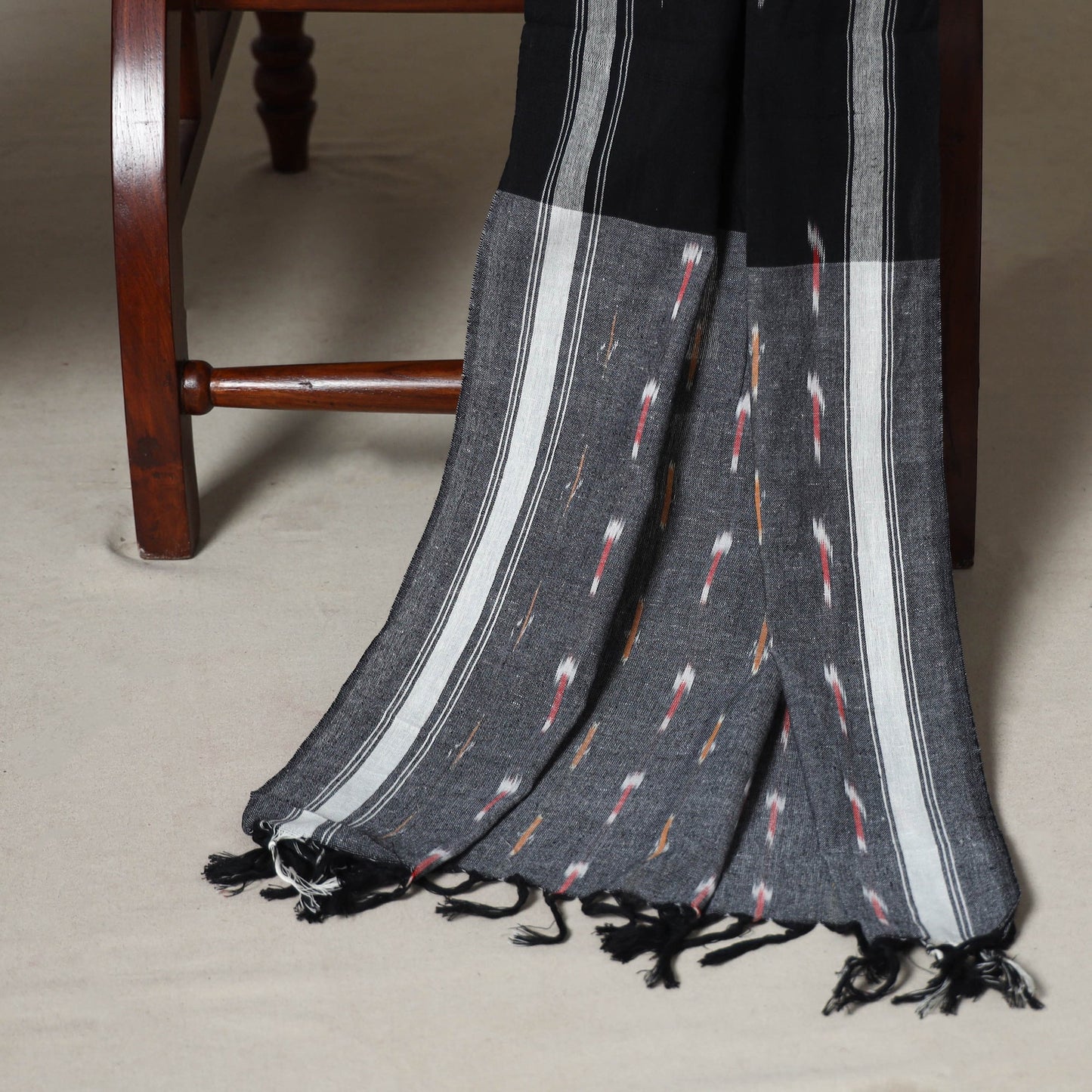 Grey - 3pc handloom cotton unstitched pochampally ikat