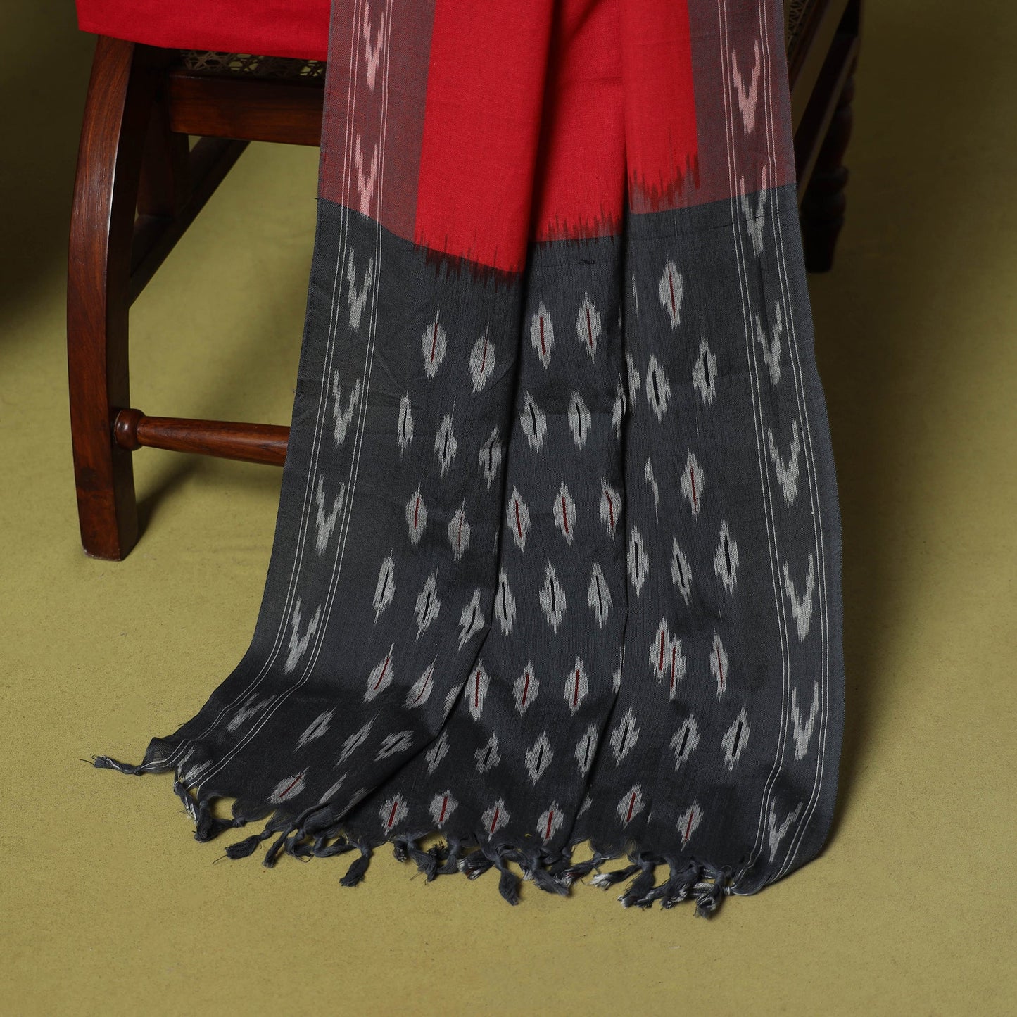 Grey - 3pc handloom cotton unstitched pochampally ikat