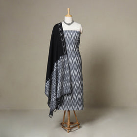 Grey - 3pc handloom cotton unstitched pochampally ikat