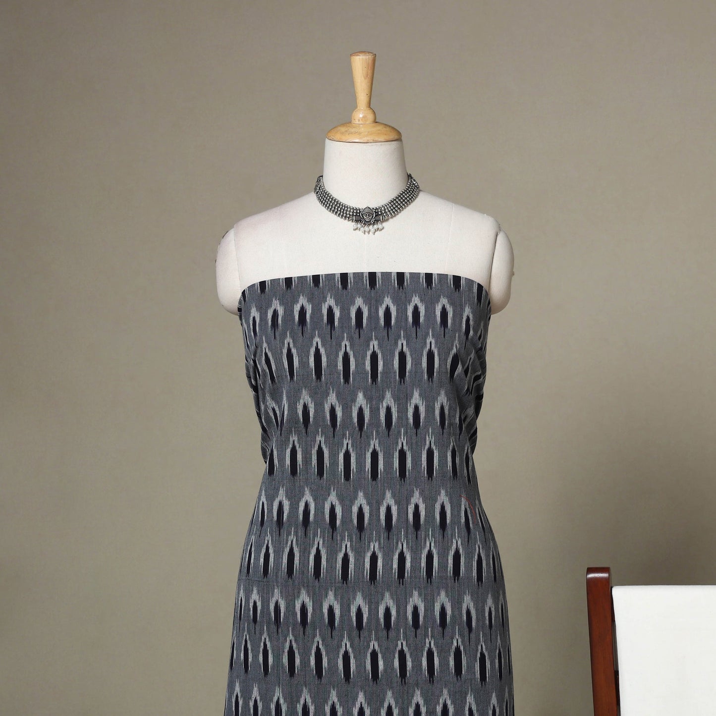 Grey - 3pc handloom cotton unstitched pochampally ikat