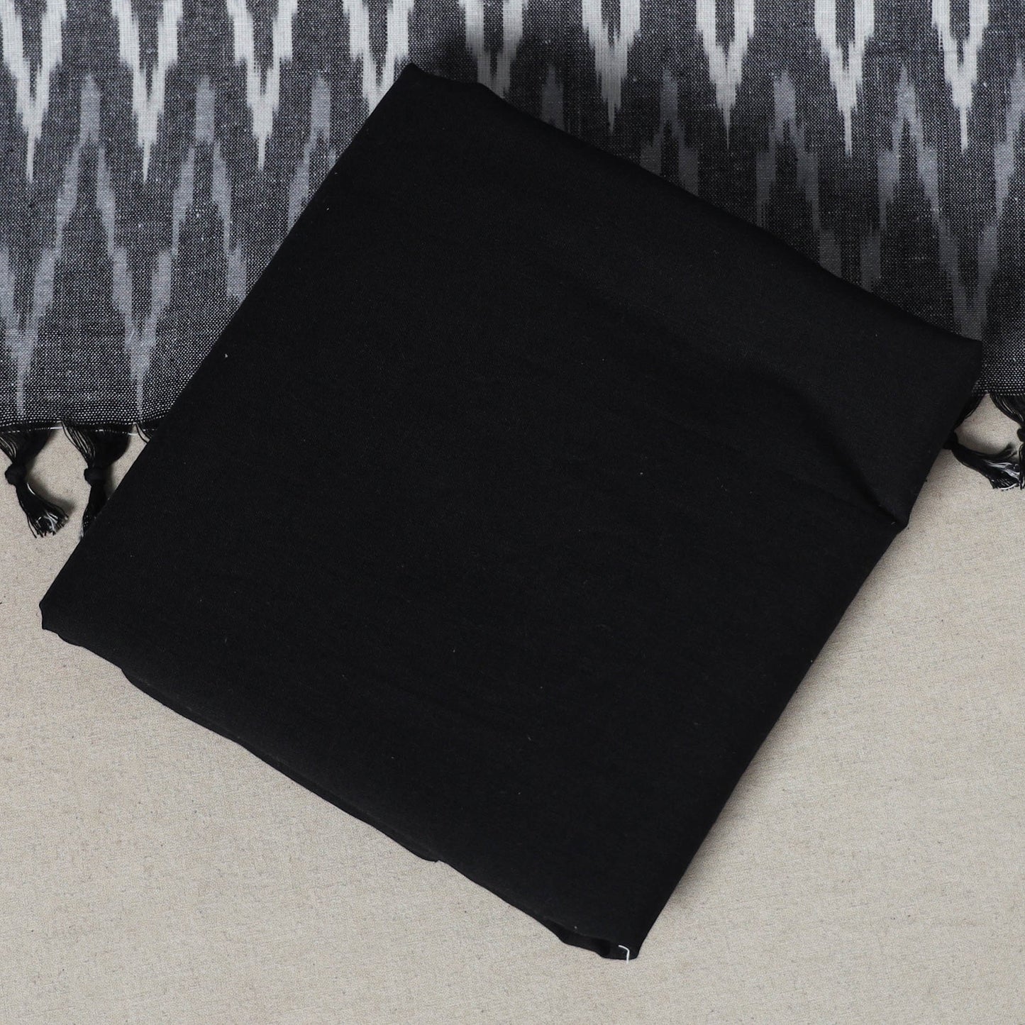 Grey - 3pc handloom cotton unstitched pochampally ikat