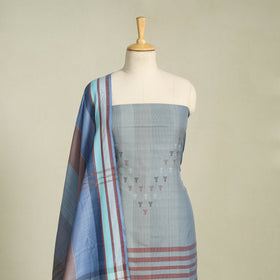 Buy Grey 3pc Handloom Fine Cotton Kutch Bhujodi Dress Material