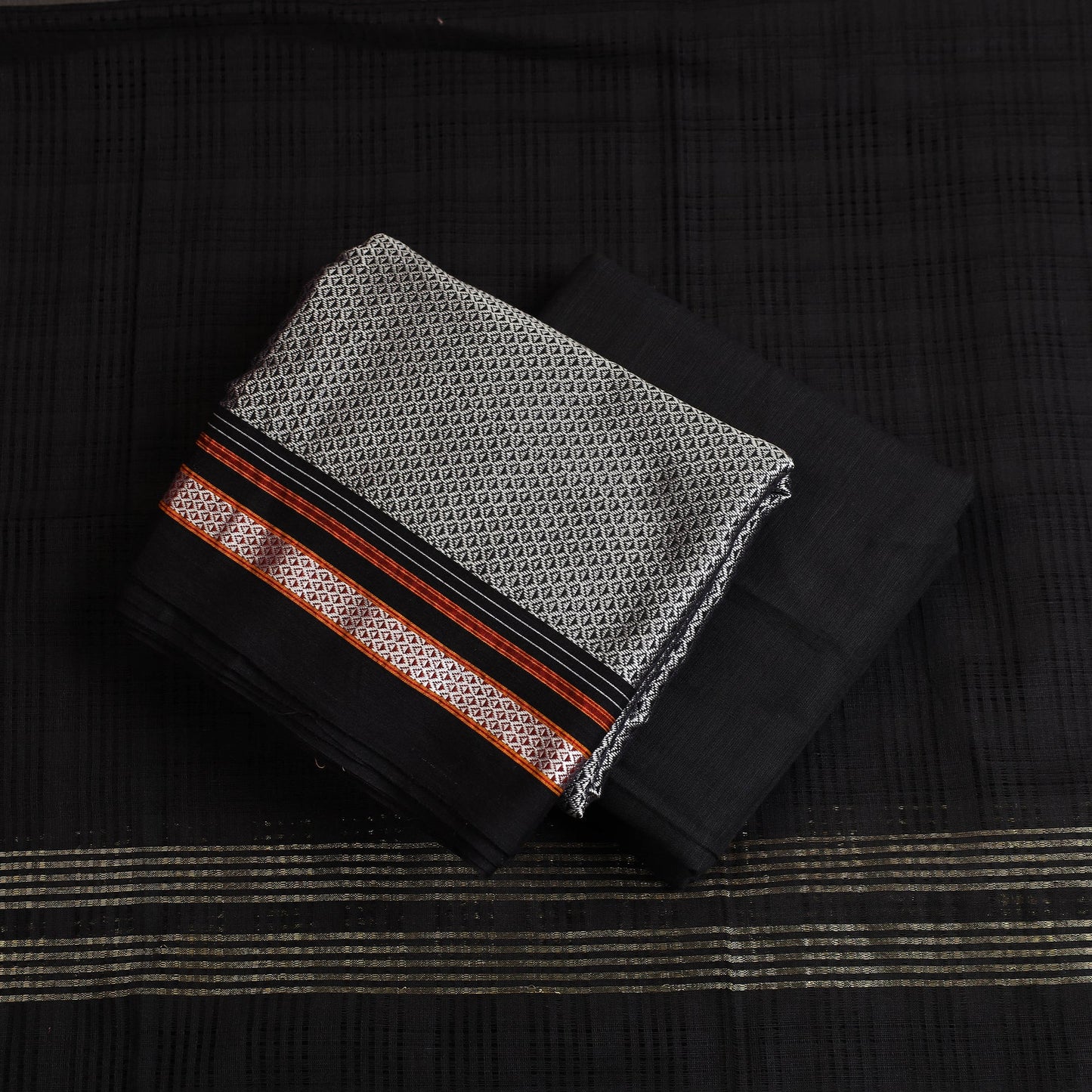  3pc Grey Karnataka Weave Cotton Khun Dress Material