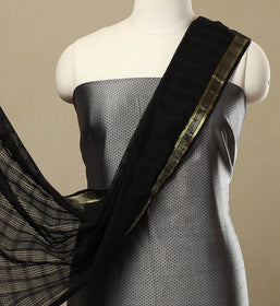  3pc Grey Karnataka Weave Cotton Khun Dress Material