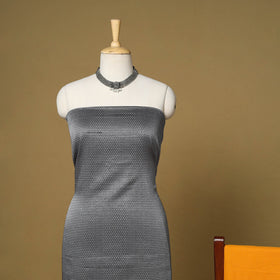 Grey - 3pc karnataka weave cotton unstitched khun dress