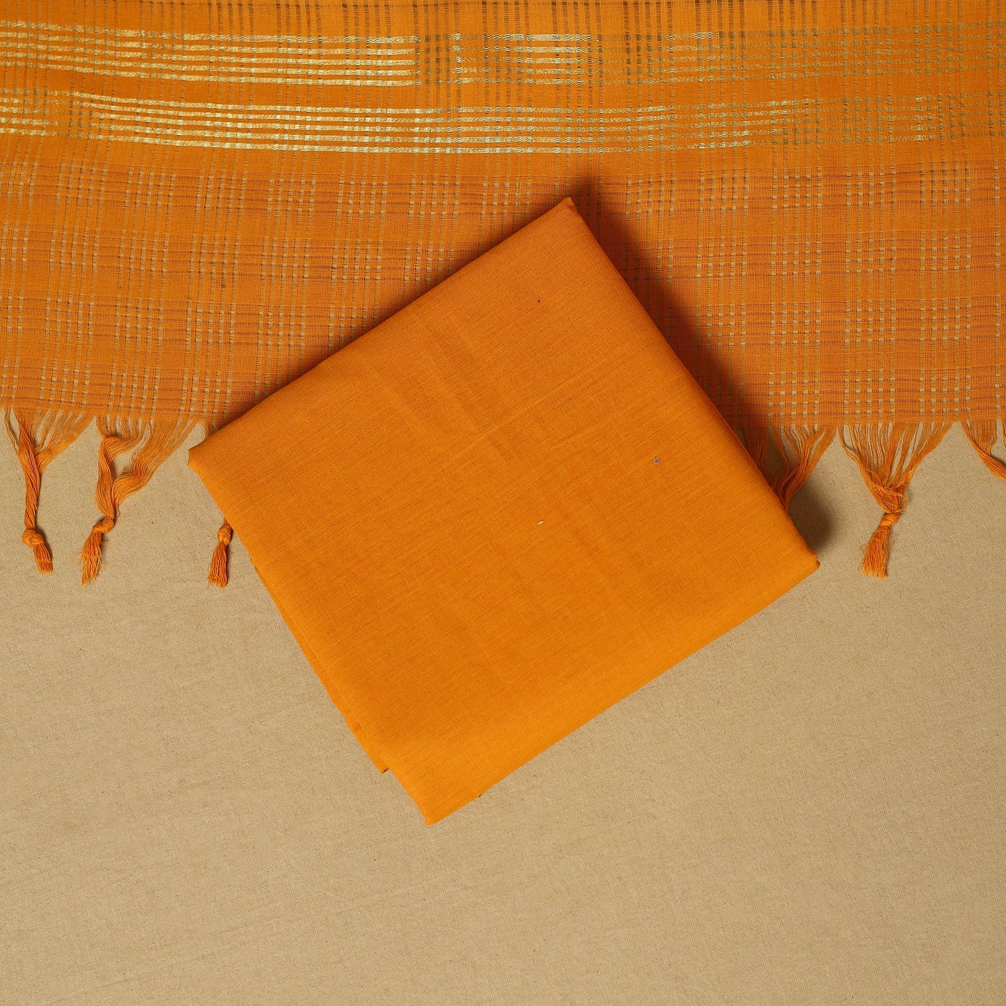 Grey - 3pc karnataka weave cotton unstitched khun dress