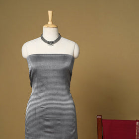 Grey - 3pc karnataka weave cotton unstitched khun dress