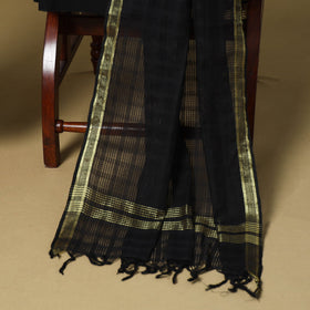 Grey - 3pc karnataka weave cotton unstitched khun dress