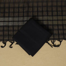 Grey - 3pc karnataka weave cotton unstitched khun dress