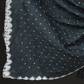 3pc Grey Kutch Bandhani Tie-Dye Satin Cotton Dress Material 