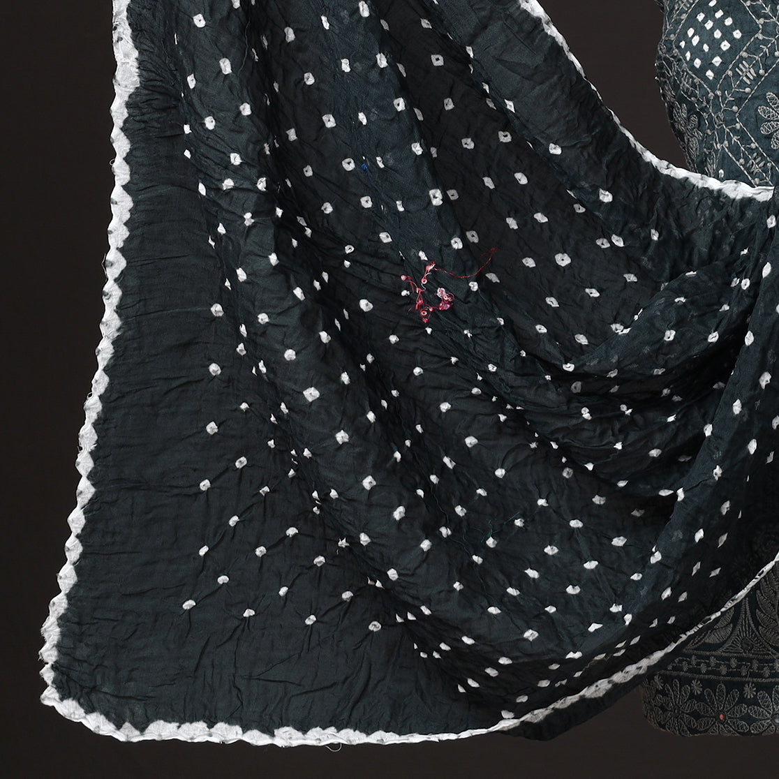 Buy 3pc Kutch Bandhani Tie-Dye Mirror Work Satin Cotton Suit Material Set 27 Online at iTokri.com