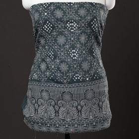  3pc Kutch Bandhani Tie-Dye Mirror Work Satin Cotton Suit Material Set 80 