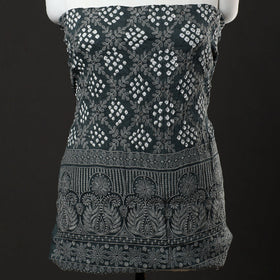 3pc Grey Kutch Bandhani Tie-Dye Satin Cotton Dress Material 