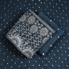  3pc Kutch Bandhani Tie-Dye Satin Cotton Suit Material Set 