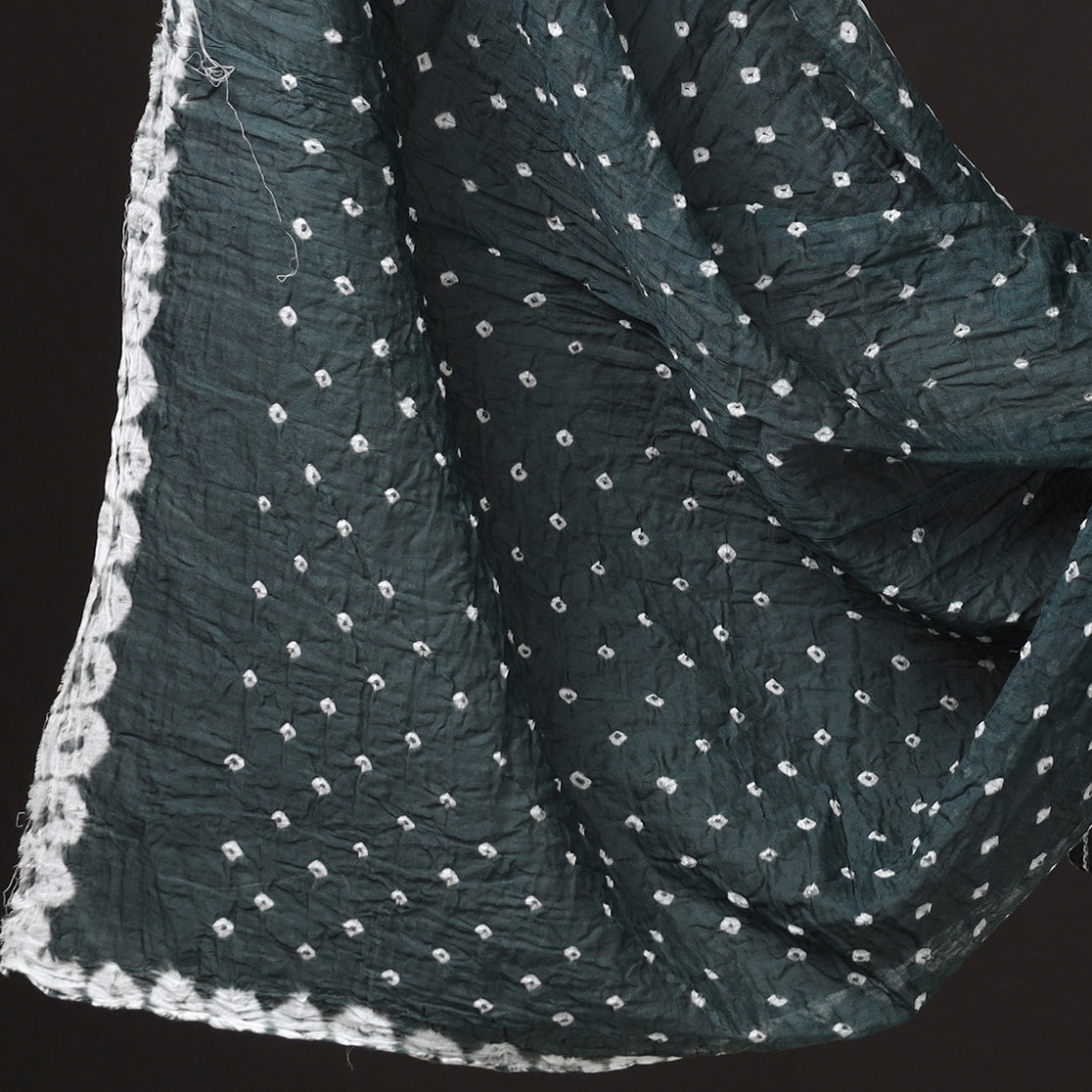 3pc Grey Kutch Bandhani Tie-Dye Satin Cotton Suit Material Set