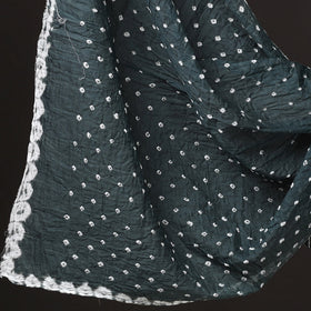 3pc Grey Kutch Bandhani Tie-Dye Satin Cotton Suit Material Set