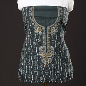 3pc Grey Kutch Bandhani Tie-Dye Satin Cotton Suit Material Set