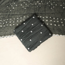 Grey - 3pc kutch tie-dye satin cotton unstitched bandhani