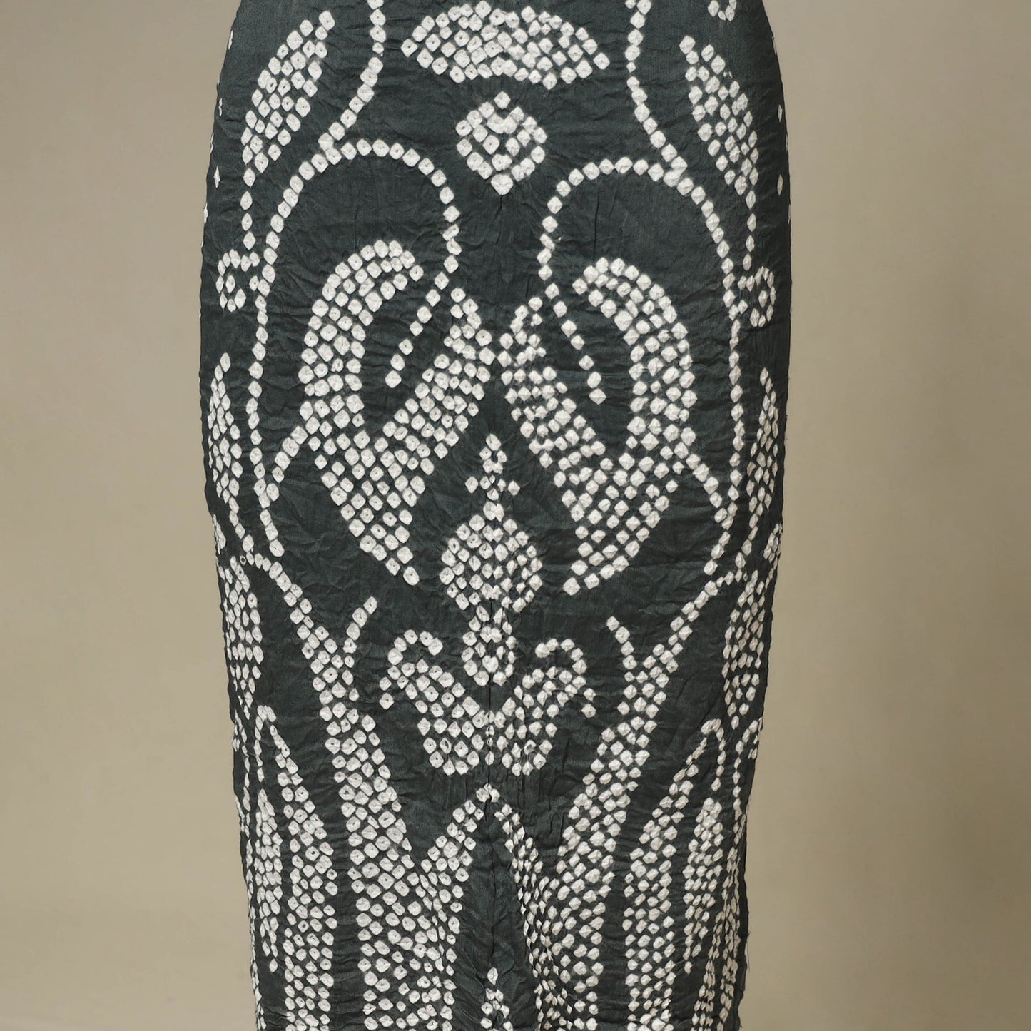 Grey - 3pc kutch tie-dye satin cotton unstitched bandhani