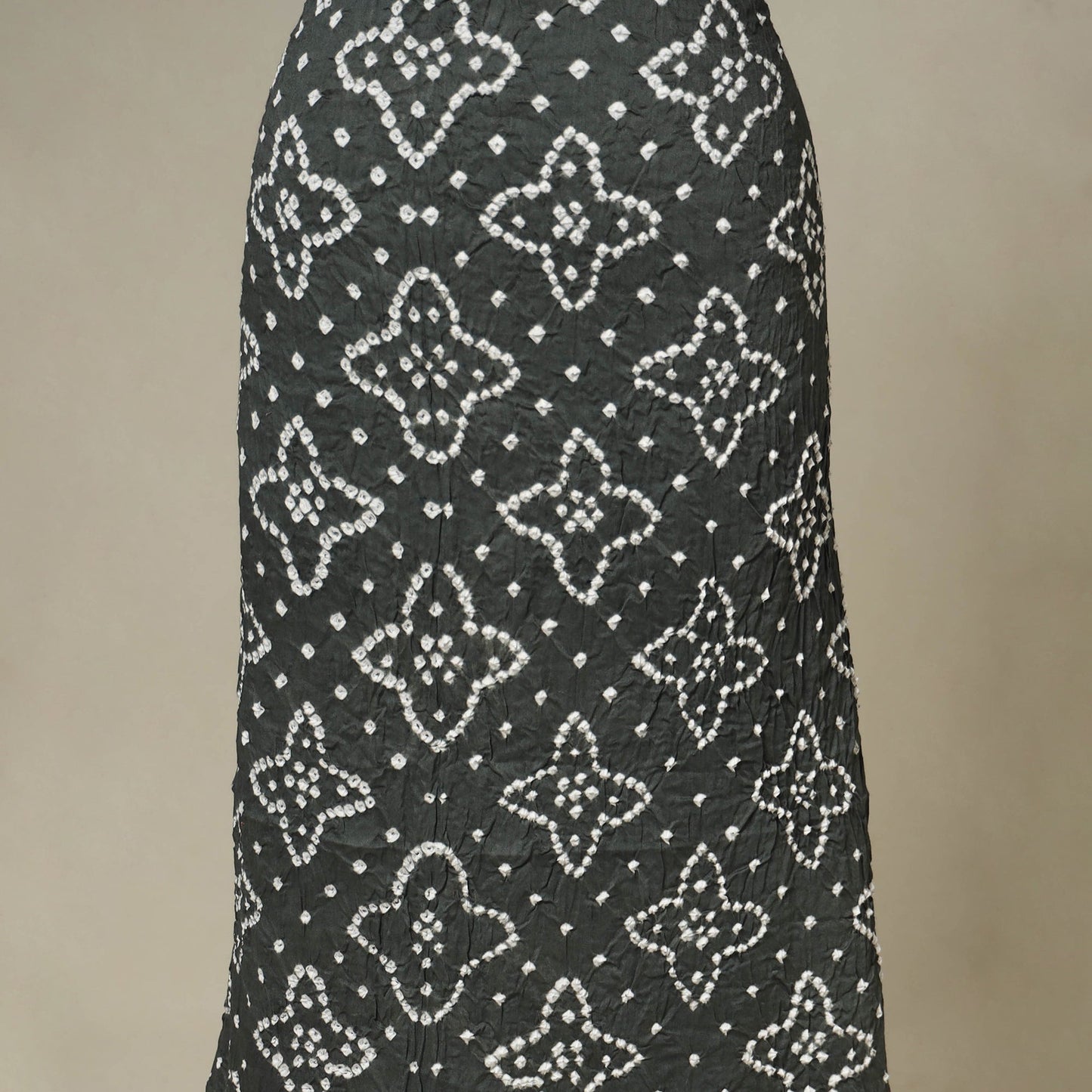 Grey - 3pc kutch tie-dye satin cotton unstitched bandhani