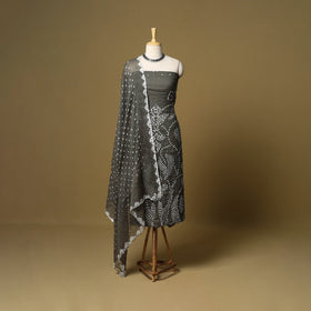 3pc kutch tie-dye satin cotton unstitched bandhani dress