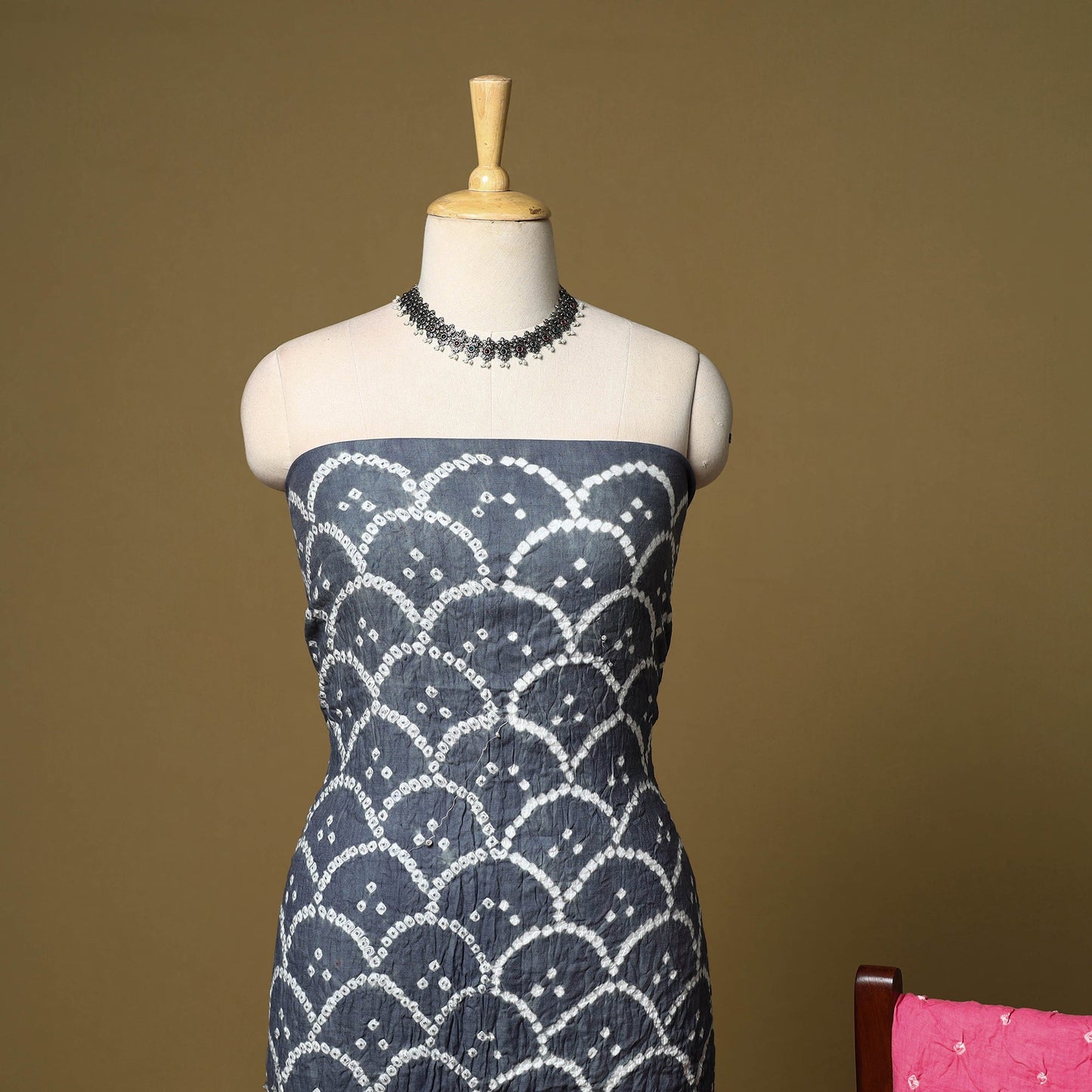 3pc kutch tie-dye satin cotton unstitched bandhani dress