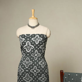 Grey - 3pc kutch tie-dye satin cotton unstitched bandhani