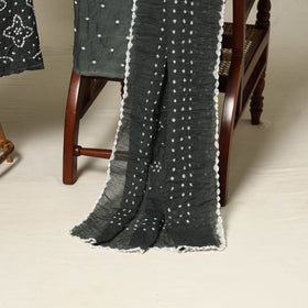 Grey - 3pc kutch tie-dye satin cotton unstitched bandhani