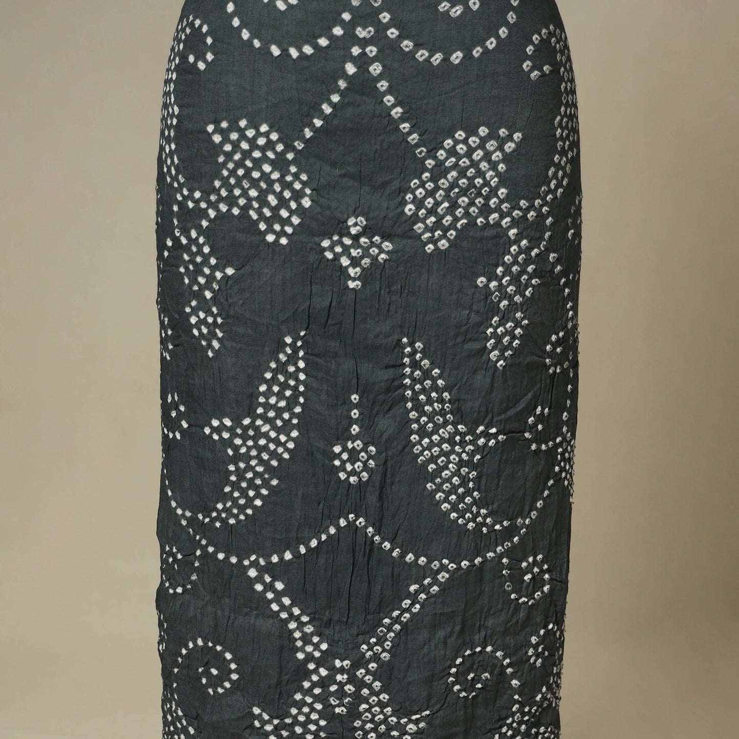 Grey - 3pc kutch tie-dye satin cotton unstitched bandhani