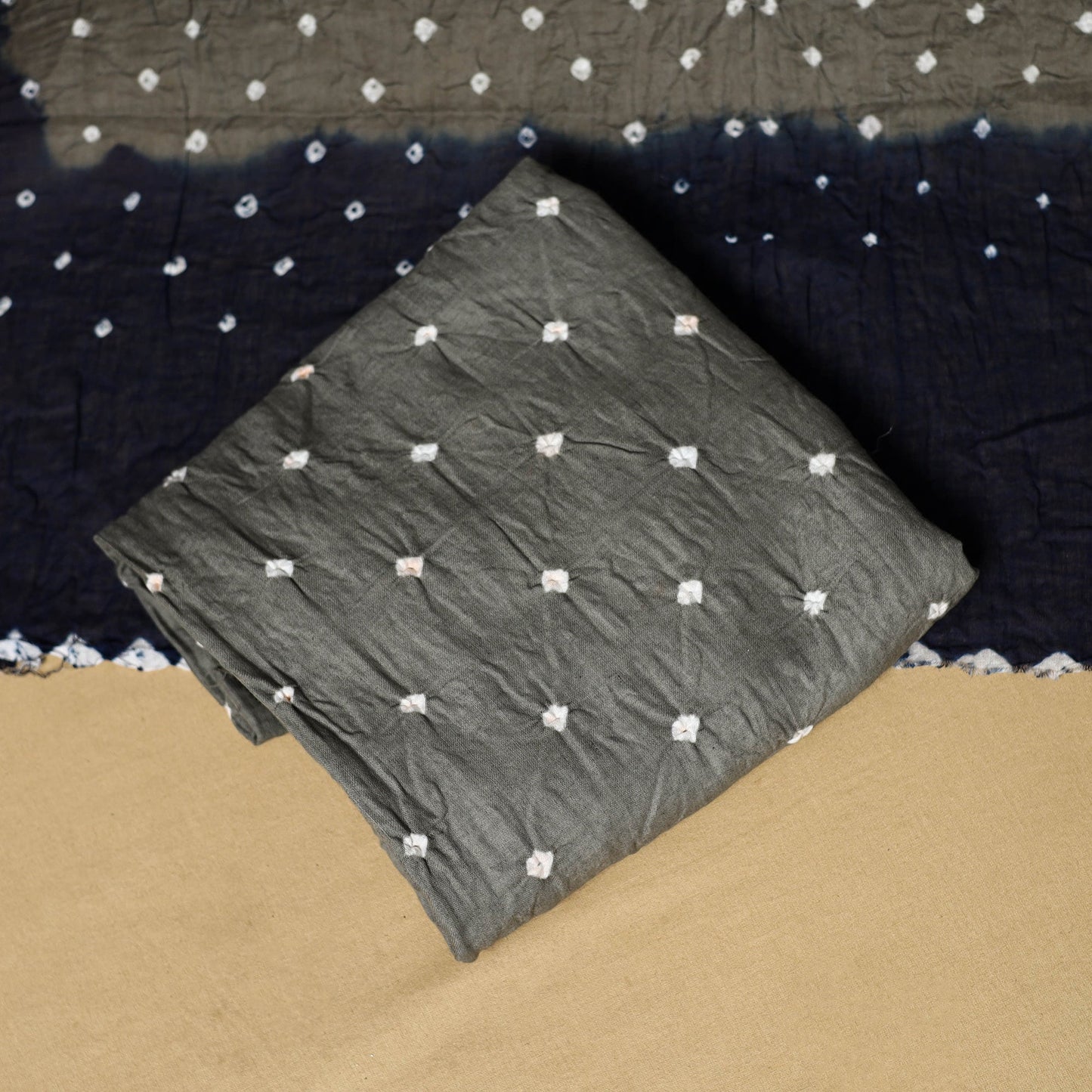 3pc kutch tie-dye satin cotton unstitched bandhani dress