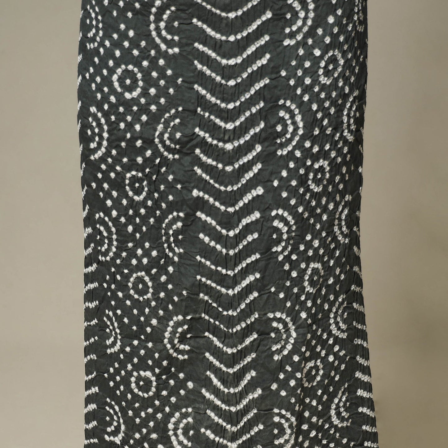 Grey - 3pc kutch tie-dye satin cotton unstitched bandhani