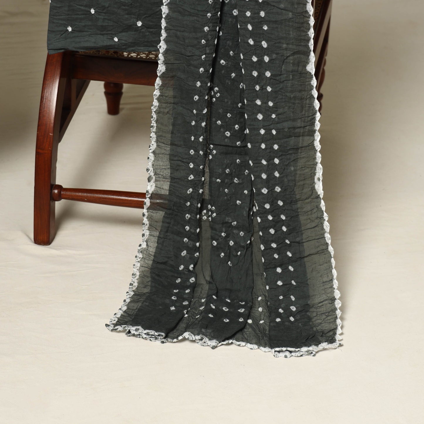 Grey - 3pc kutch tie-dye satin cotton unstitched bandhani