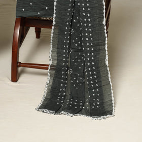 Grey - 3pc kutch tie-dye satin cotton unstitched bandhani